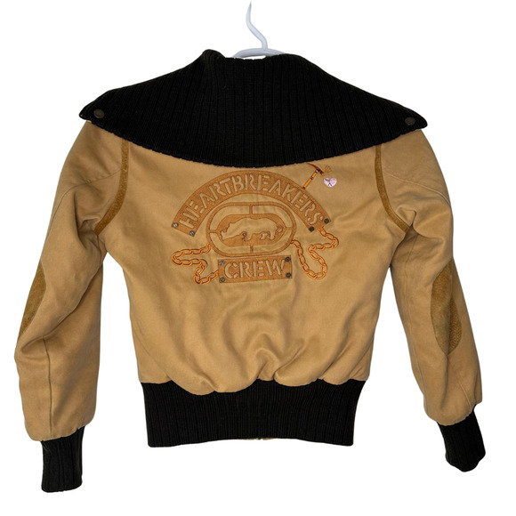 Vintage Y2K Ecko Red Bomber Jacket Women's Small Brown Tan Heartbreakers Hip Hop - Picture 1 of 11